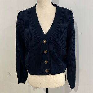 George Women's Deep Blue Knit Cardigan Sweater XS Cropped